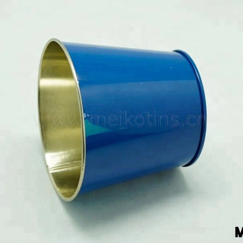 painted mini candle flower seeds metal tin bucket ( blue )
