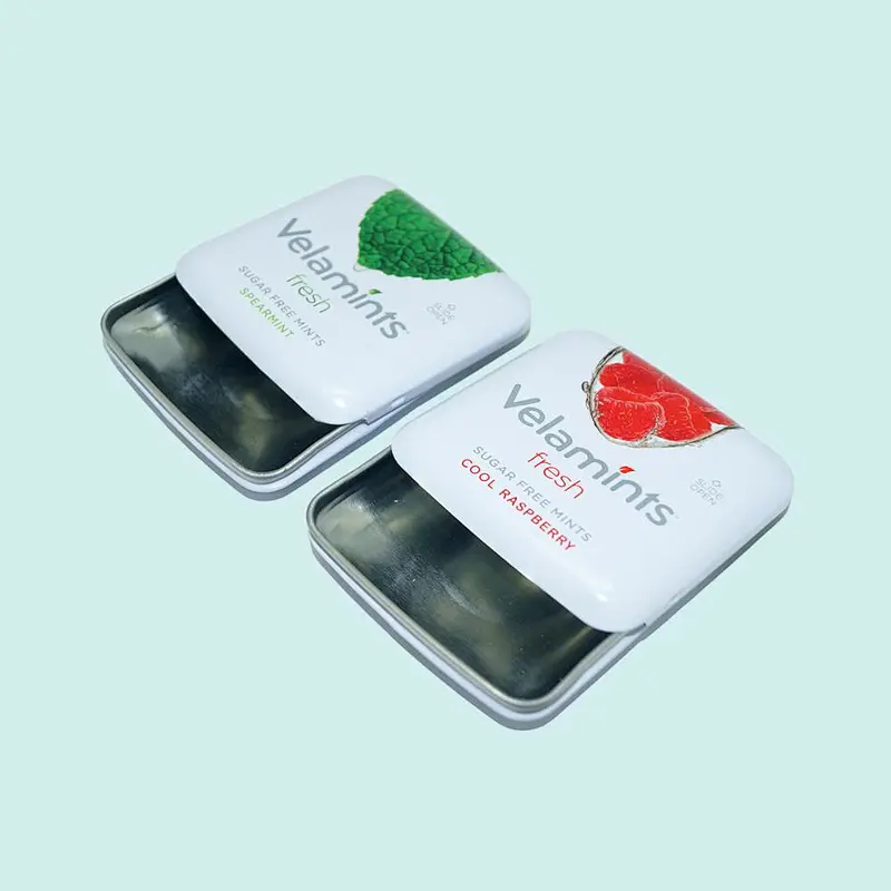 high quality metal square slide mint tin box