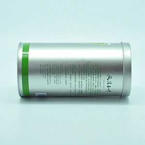 OEM standing cylinder round tea tin can with silver base