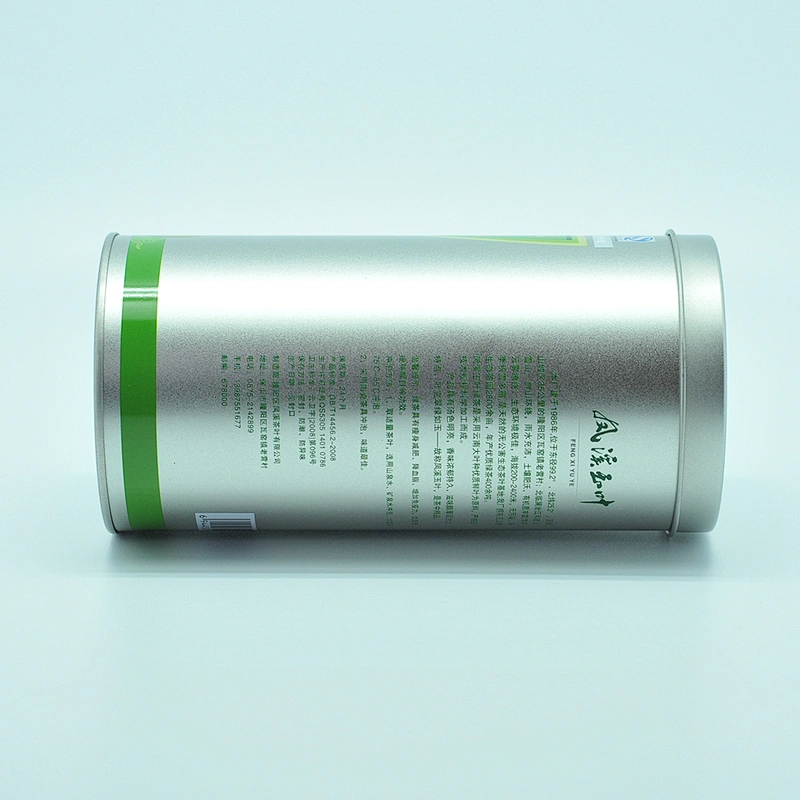 OEM standing cylinder round tea tin can with silver base
