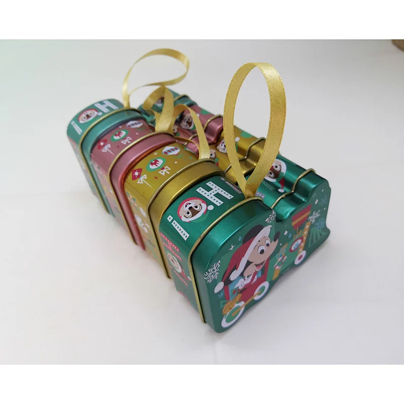 tin box mini train with ribbon for chocolates, candies, small gifts packaging