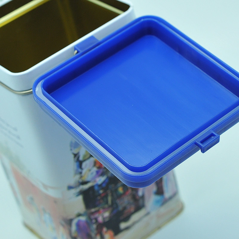 White coffee packaging small metal square tin box with airtight lid