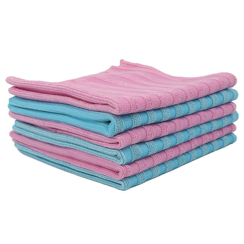 90 polyester 10 polyamide Microfiber lint free stripe cloth dish cloth