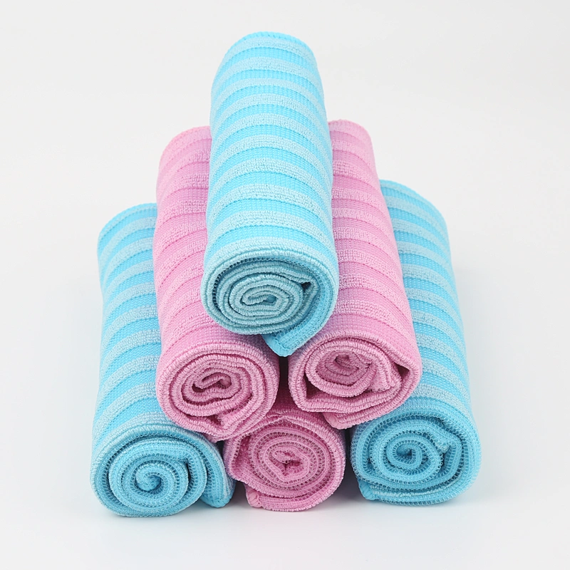 90 polyester 10 polyamide Microfiber lint free stripe cloth dish cloth