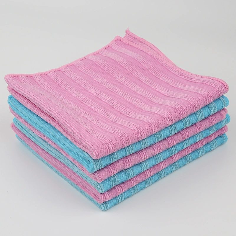 90 polyester 10 polyamide Microfiber lint free stripe cloth dish cloth