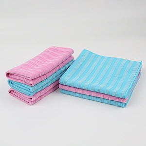 90 polyester 10 polyamide Microfiber lint free stripe cloth dish cloth