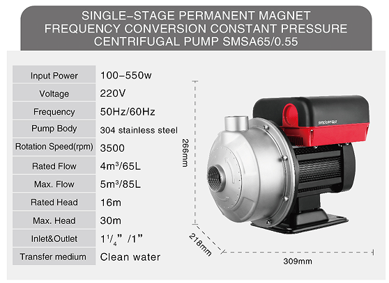 Stainless steel horizontal single-stage permanent magnet variable frequency centrifugal pump
