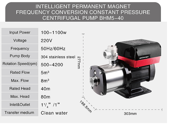 Horizontal multistage centrifugal pump permanent magnet variable frequency constant pressure