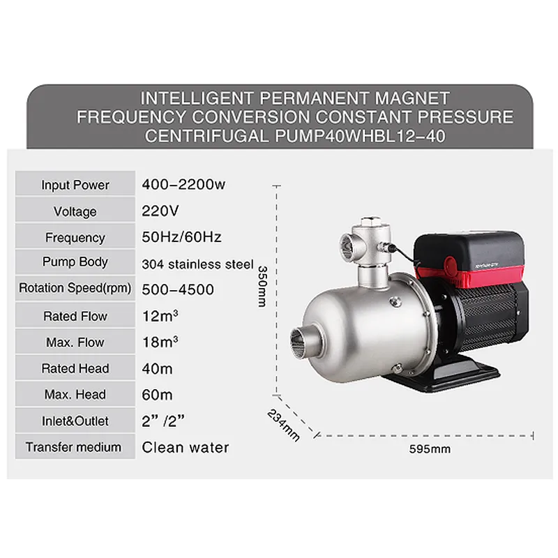 Horizontal multistage centrifugal pump permanent magnet variable frequency constant pressure