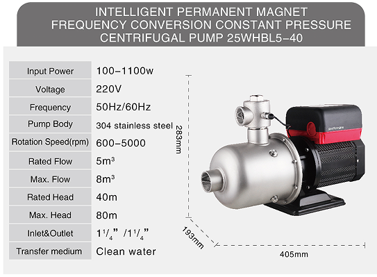 Horizontal multistage centrifugal pump permanent magnet variable frequency constant pressure