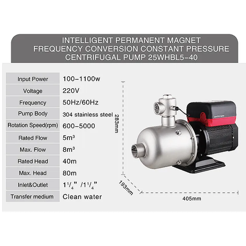 Horizontal multistage centrifugal pump permanent magnet variable frequency constant pressure