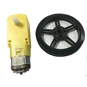 DC Motor Gear Box With Motor Wire and Plastic Tire Wheel For DIY