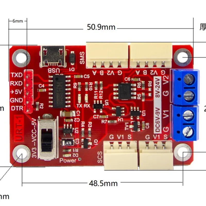 Multi Function Serial Port Signal Converter USB/URT-1 SMS RS485 Servo SCS TTL Compatible Feetech SCServo and SM servo