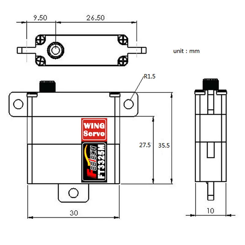 Slim Plastic Case Metal Gear Digital Wing Servo Instead of HS-5125MG