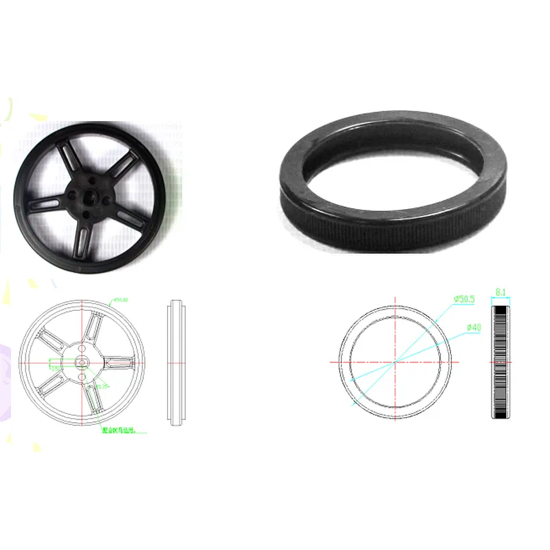DC Motor Gear Box With Motor Wire and Plastic Tire Wheel For DIY