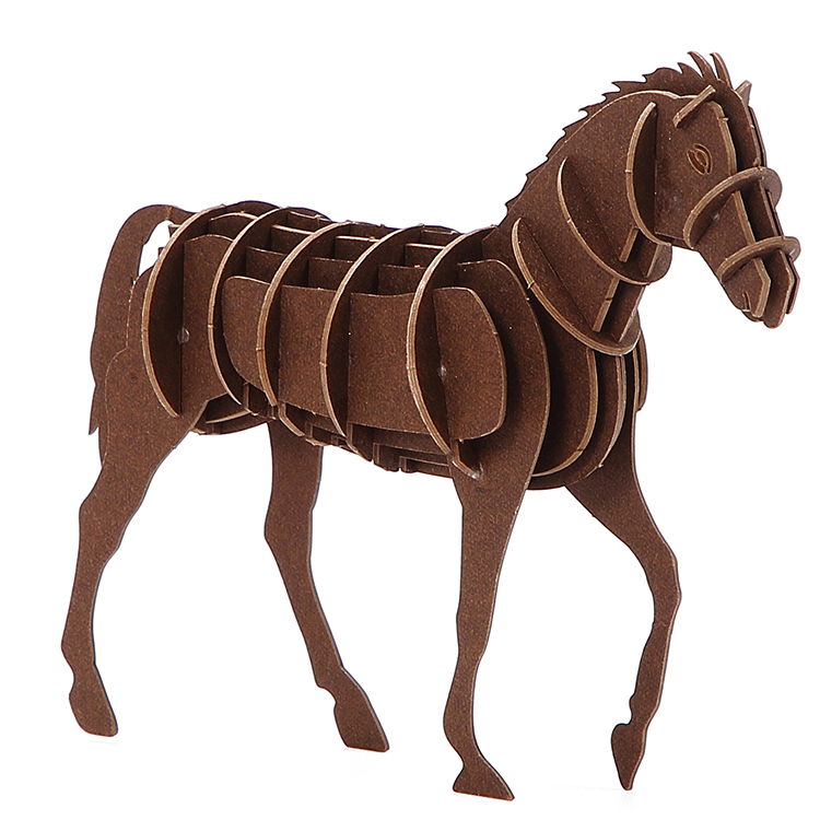 Paper Puzzle Model 3d diy brown horse paper puzzle model farm animal cardboard building ...
