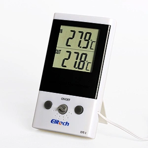 Indoor/outdoor Elitech Big Screen 2 channel/sensor probe Digital Thermometer DT-1 for Refrigerator/ fish tank/ household