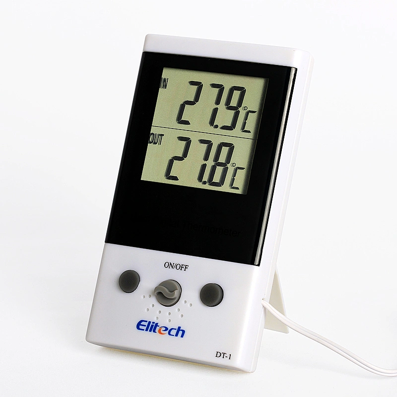 Indoor/outdoor Elitech Big Screen 2 channel/sensor probe Digital Thermometer DT-1 for Refrigerator/ fish tank/ household