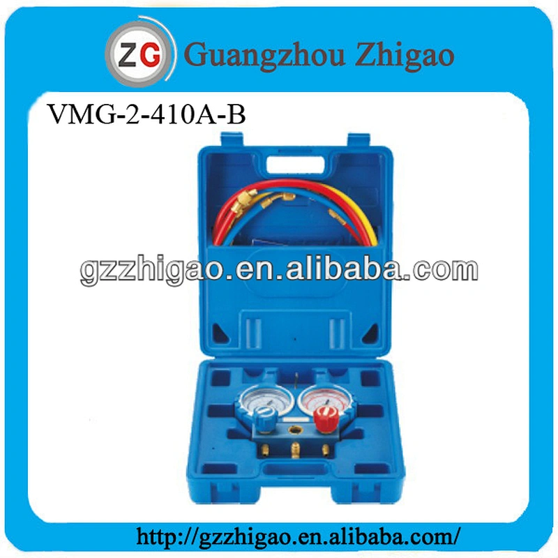 VMG-2-R410A-B R410 Testing Manifold Gauge With Sight Glass and Blow Case