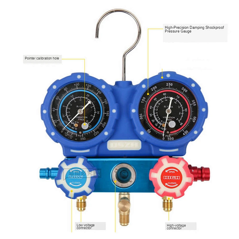 4-Valve Digital Aluminum Alloy Testing Manifolds, R410a WK-6884 digital gauge