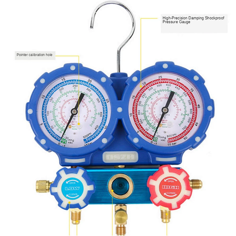 4-Valve Digital Aluminum Alloy Testing Manifolds, R410a WK-6884 digital gauge