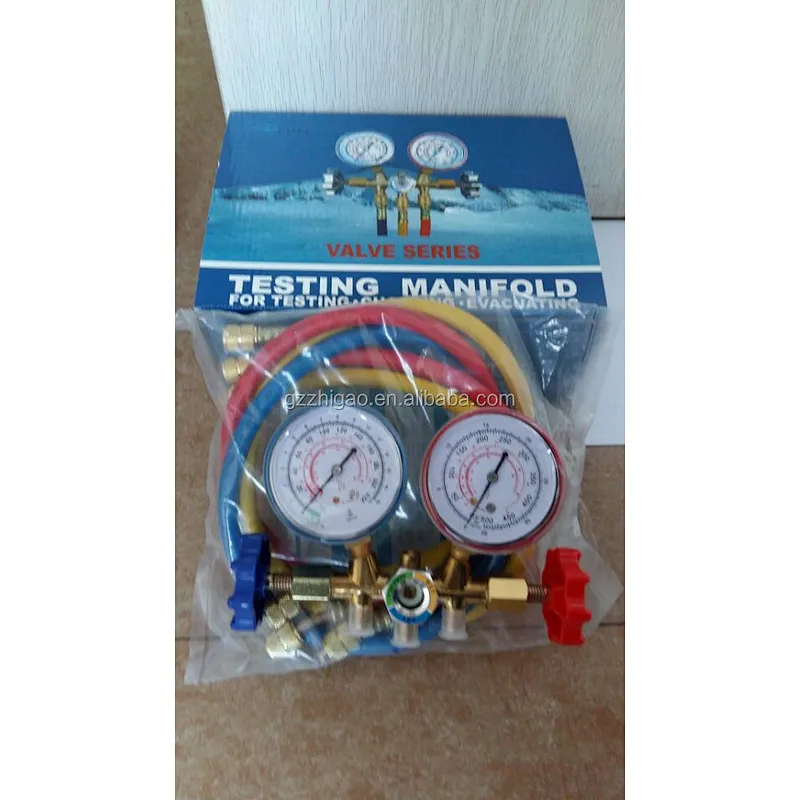 CT-536G R12&R22 Testing Manifolds Gauge With Sight Glass Brass For R12&R22&R502