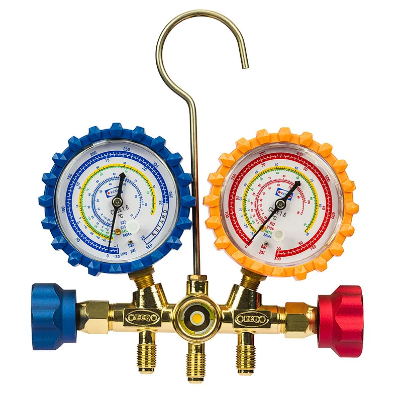 VMG-2-R134a-B R134 Testing Manifold Gauge With Sight Glass and Blow Case