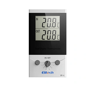 Indoor/outdoor Elitech Big Screen 2 channel/sensor probe Digital Thermometer DT-1 for Refrigerator/ fish tank/ household