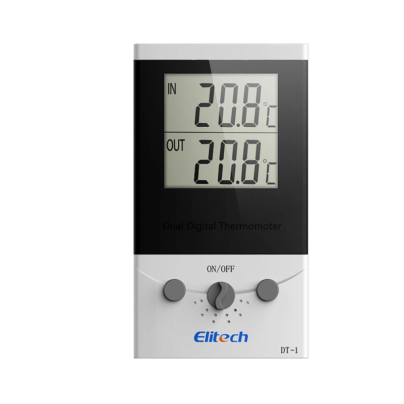 Indoor/outdoor Elitech Big Screen 2 channel/sensor probe Digital Thermometer DT-1 for Refrigerator/ fish tank/ household