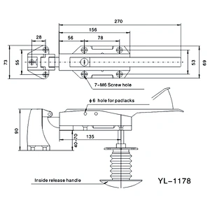 Adjustable Latch ,Stainless Steel Door Lock,Refrigerator door lock YL 1178SS