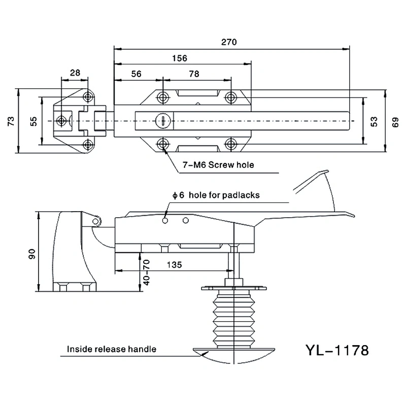 Adjustable Latch ,Stainless Steel Door Lock,Refrigerator door lock YL 1178SS