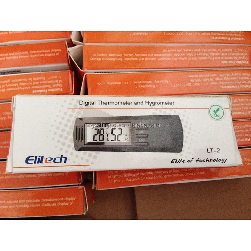Elitech LT-2 Digital Temperature Home Office Thermometer Temperature and Humidity Memory