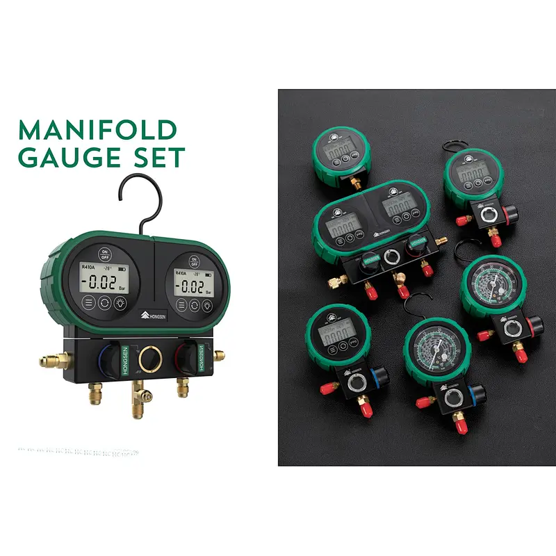 Auto air conditioning systems refrigerant manifold gauge digital 90 on-off control simple operation pressure gauges