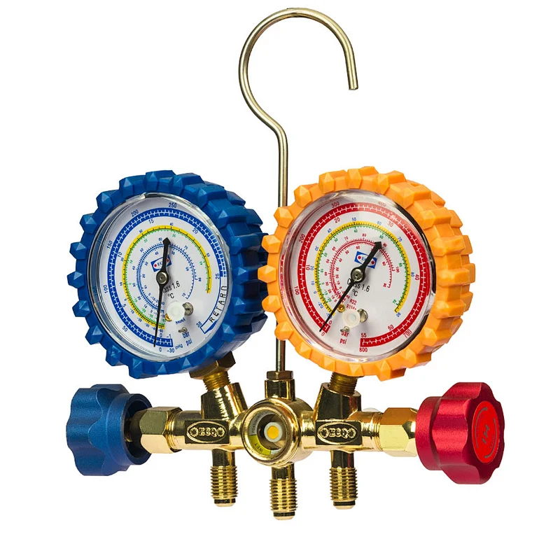 VMG-2-R134a-B R134 Testing Manifold Gauge With Sight Glass and Blow Case