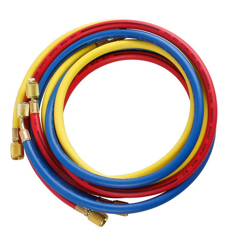90cm SAE 1/4 Refrigerant Charging Hoses Set for R410A 800 PSI Fit for R134A R12 R22 R502 R404 Coolant Adding Air Condition