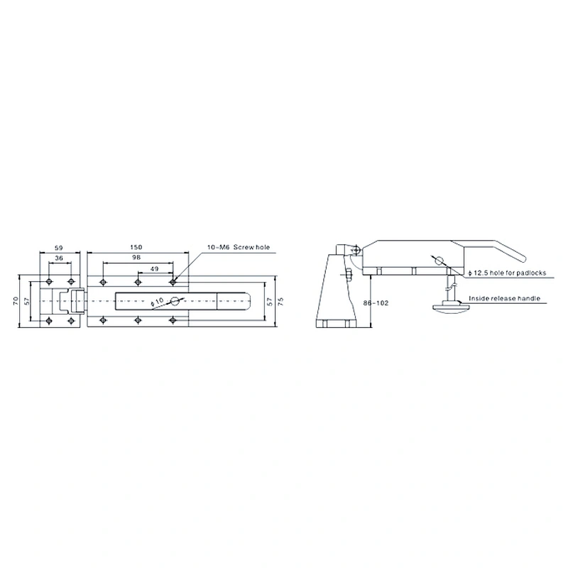 Cast Iron Spring loaded door latch YL-1700,refrigerator hinges latches ,Cam-lift safety Latch