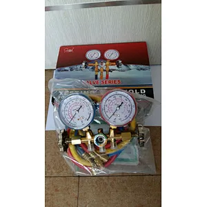 CT-536G R12&R22 Testing Manifolds Gauge With Sight Glass Brass For R12&R22&R502