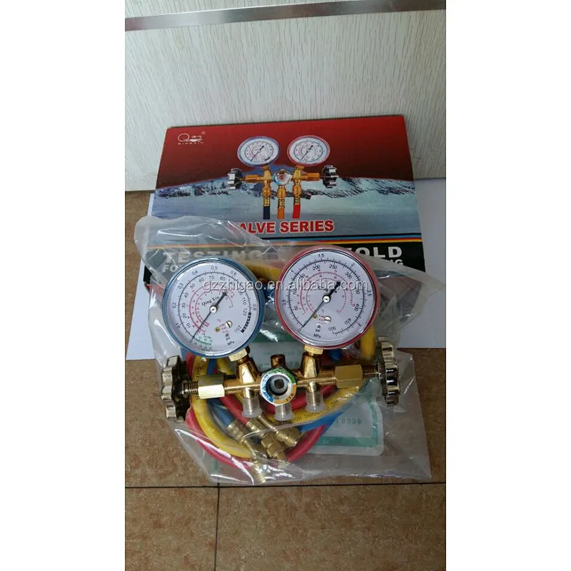 CT-536G R12&R22 Testing Manifolds Gauge With Sight Glass Brass For R12&R22&R502