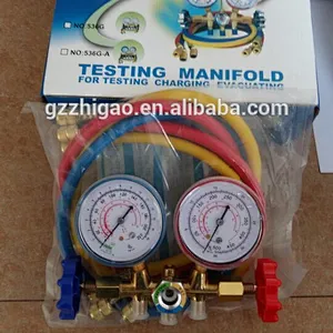CT-536G R12&R22 Testing Manifolds Gauge With Sight Glass Brass For R12&R22&R502