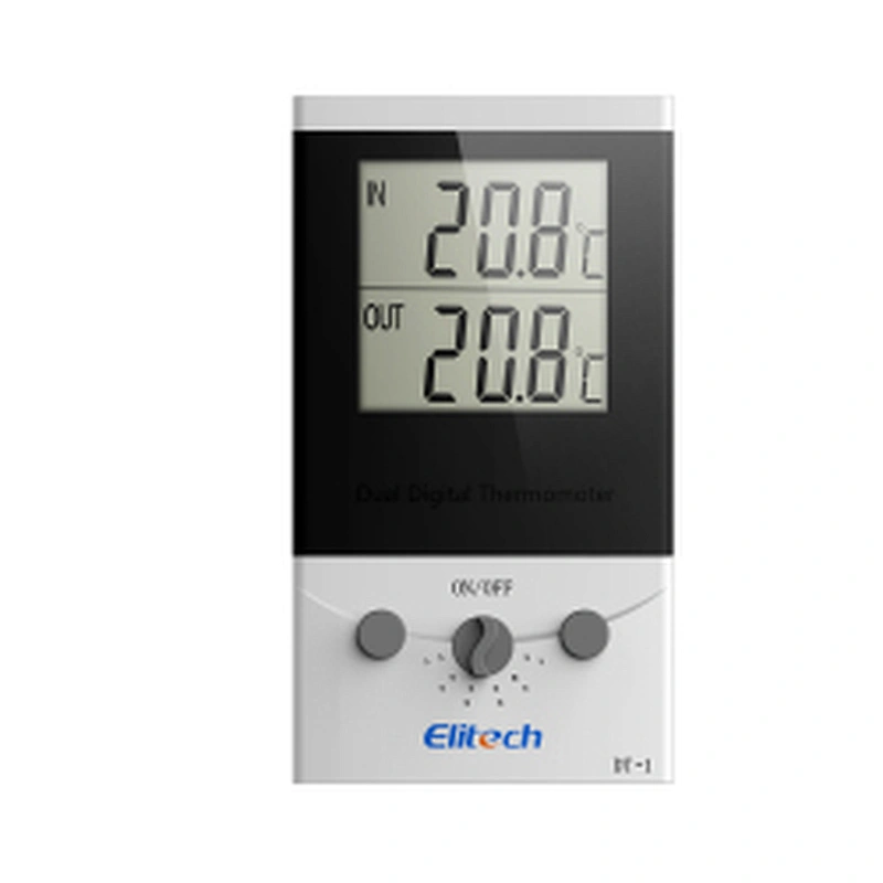 Indoor/outdoor Elitech Big Screen 2 channel/sensor probe Digital Thermometer DT-1 for Refrigerator/ fish tank/ household