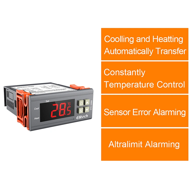 Cooling and Heatting Autoatically transfer  Elitech  Thermostat Temperature Controller STC-1000
