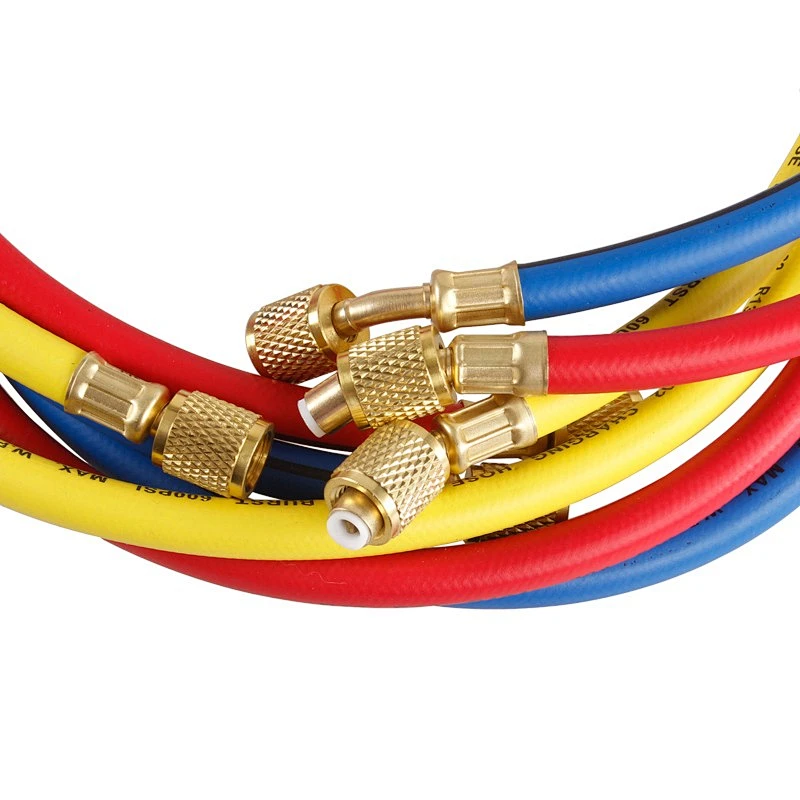 90cm SAE 1/4 Refrigerant Charging Hoses Set for R410A 800 PSI Fit for R134A R12 R22 R502 R404 Coolant Adding Air Condition