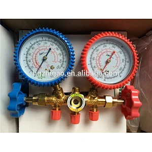 CT-536G R12&R22 Testing Manifolds Gauge With Sight Glass Brass For R12&R22&R502