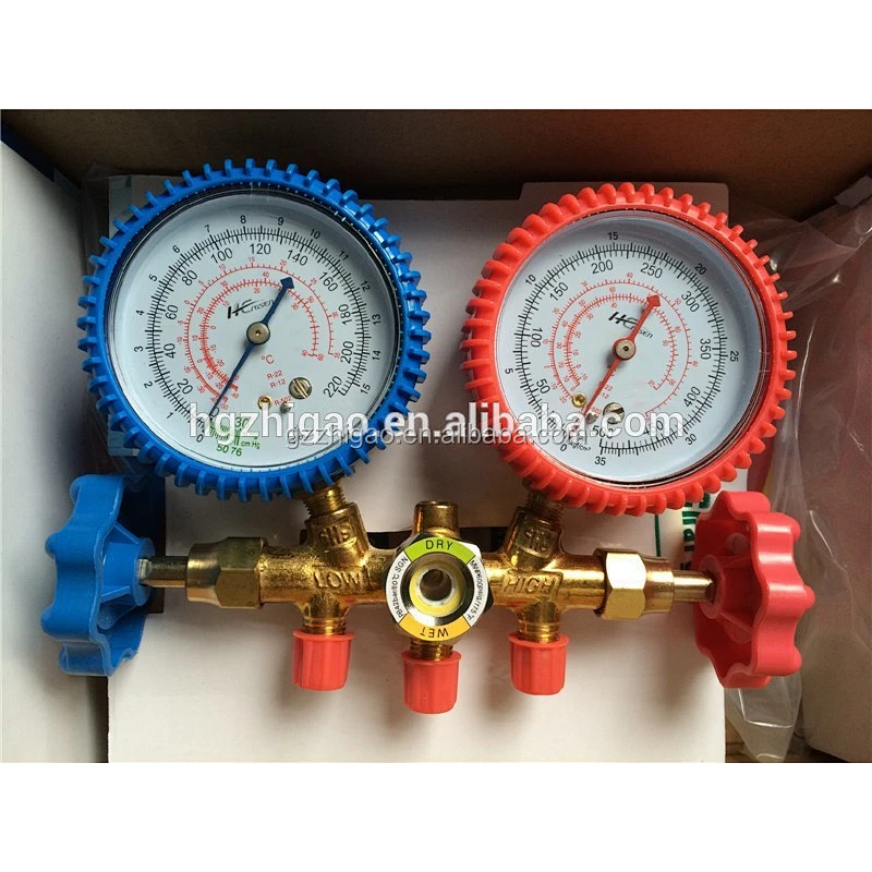 CT-536G R12&R22 Testing Manifolds Gauge With Sight Glass Brass For R12&R22&R502