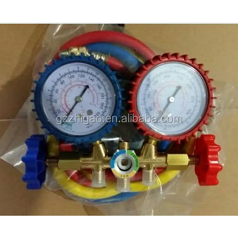CT-536G R12&R22 Testing Manifolds Gauge With Sight Glass Brass For R12&R22&R502