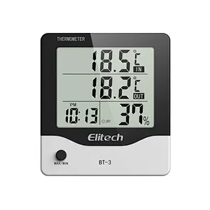 Elitech BT-3 LCD Indoor/Outdoor Digital Hygrometer Thermometer  with Clock and Min/Max Value