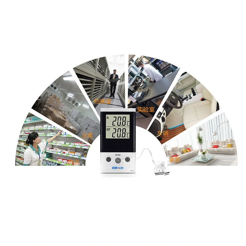 Indoor/outdoor Elitech Big Screen 2 channel/sensor probe Digital Thermometer DT-1 for Refrigerator/ fish tank/ household