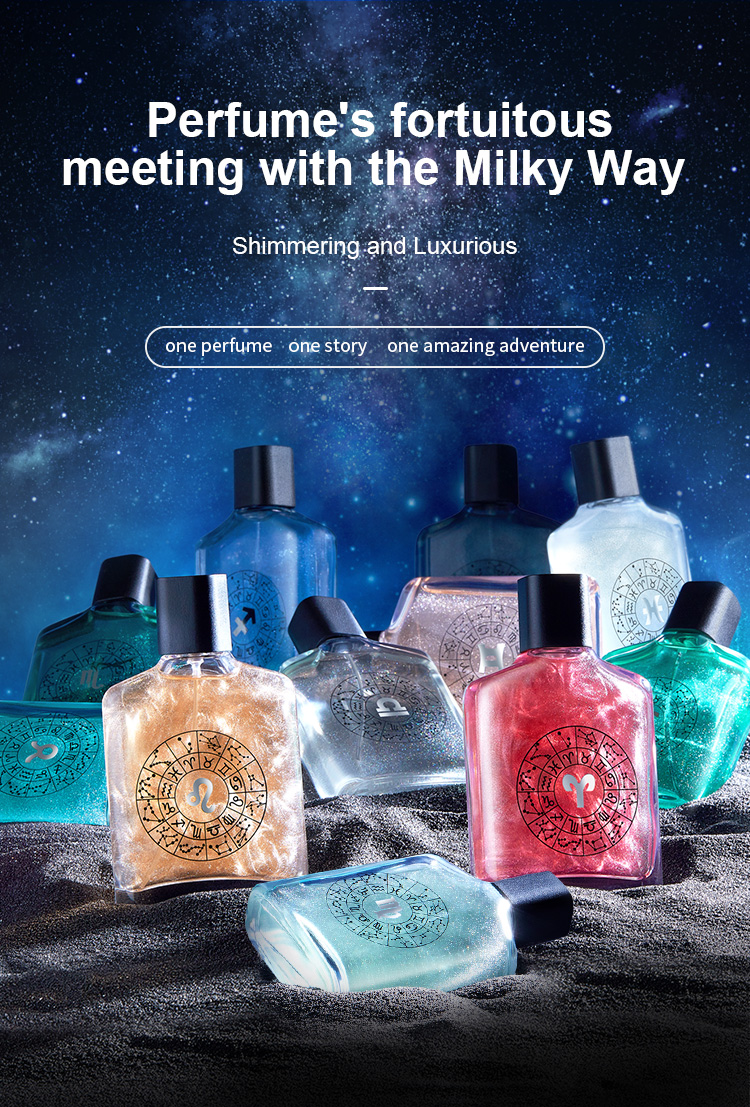 Manufacturer Wholesale Designer Firmament Star Galaxy  Qiucksand Gold 12 Constellation Mens Perfume