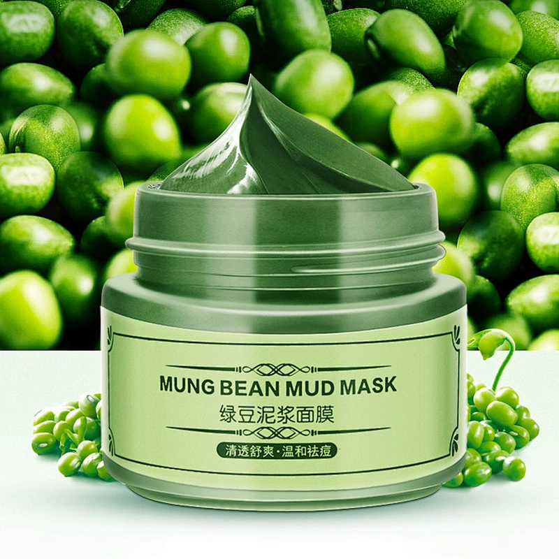 Best Private Label Beauty Skincare Anti Acne Green Mung Bean Face Mud Mask Clay Mask