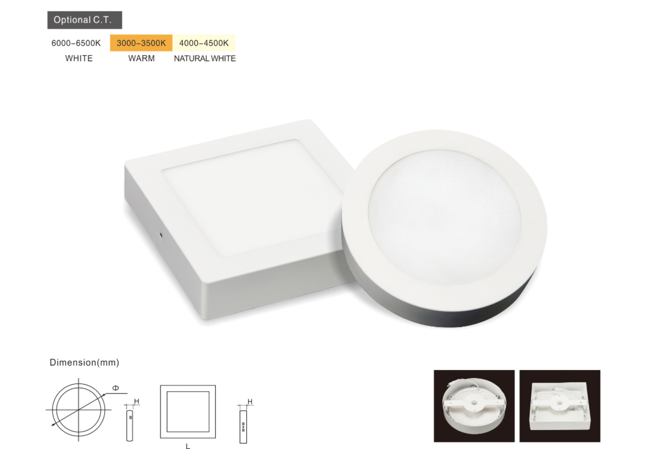 led light, led surface panel light, wall mounted light